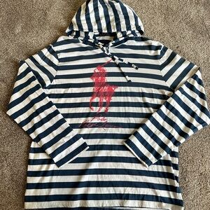 Polo Ralph Lauren Hoodie Mens Size Large L Striped Long Sleeve Big Pony Logo